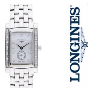 Longines Silver Rectangular Diamond-Bezel Women's Watch